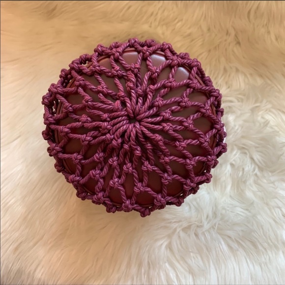 New! STAUD Monreau Bordeaux Leather Net Bucket Bag - Picture 10 of 11